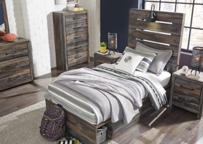 Drystan Twin Panel Bed with 2 Storage Drawers - Image 5