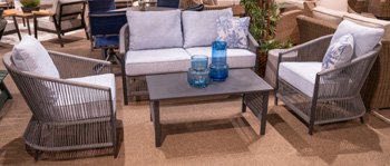 Bodega Island Outdoor Love/Chairs/Table Set (Set of 4)