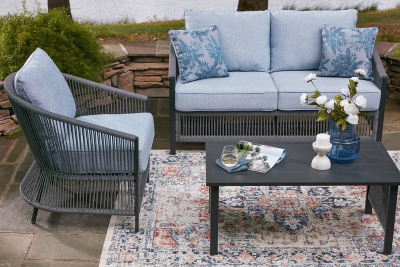 Bodega Island Outdoor Love/Chairs/Table Set (Set of 4) - Image 9