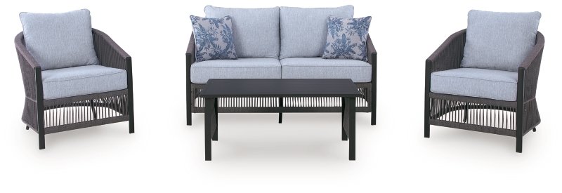 Bodega Island Outdoor Love/Chairs/Table Set (Set of 4) - Image 4