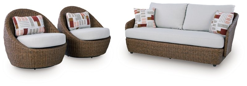 Cardiff Beach Outdoor Loveseat/2 Swivel Chairs (Set of 3) - Image 4