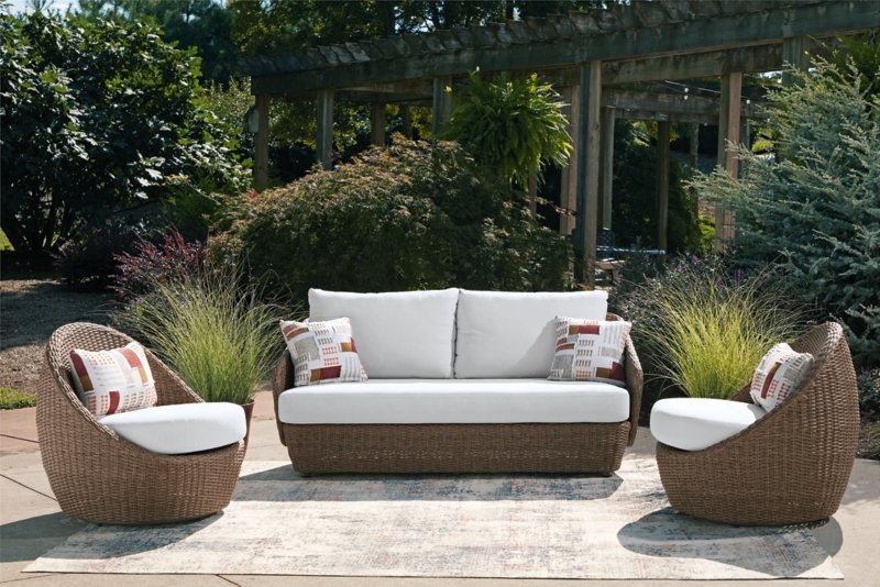 Cardiff Beach Outdoor Loveseat/2 Swivel Chairs (Set of 3) - Image 3