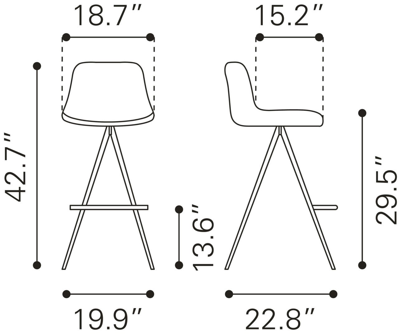 Aki Barstool (Set of 2) White & Black - Image 8