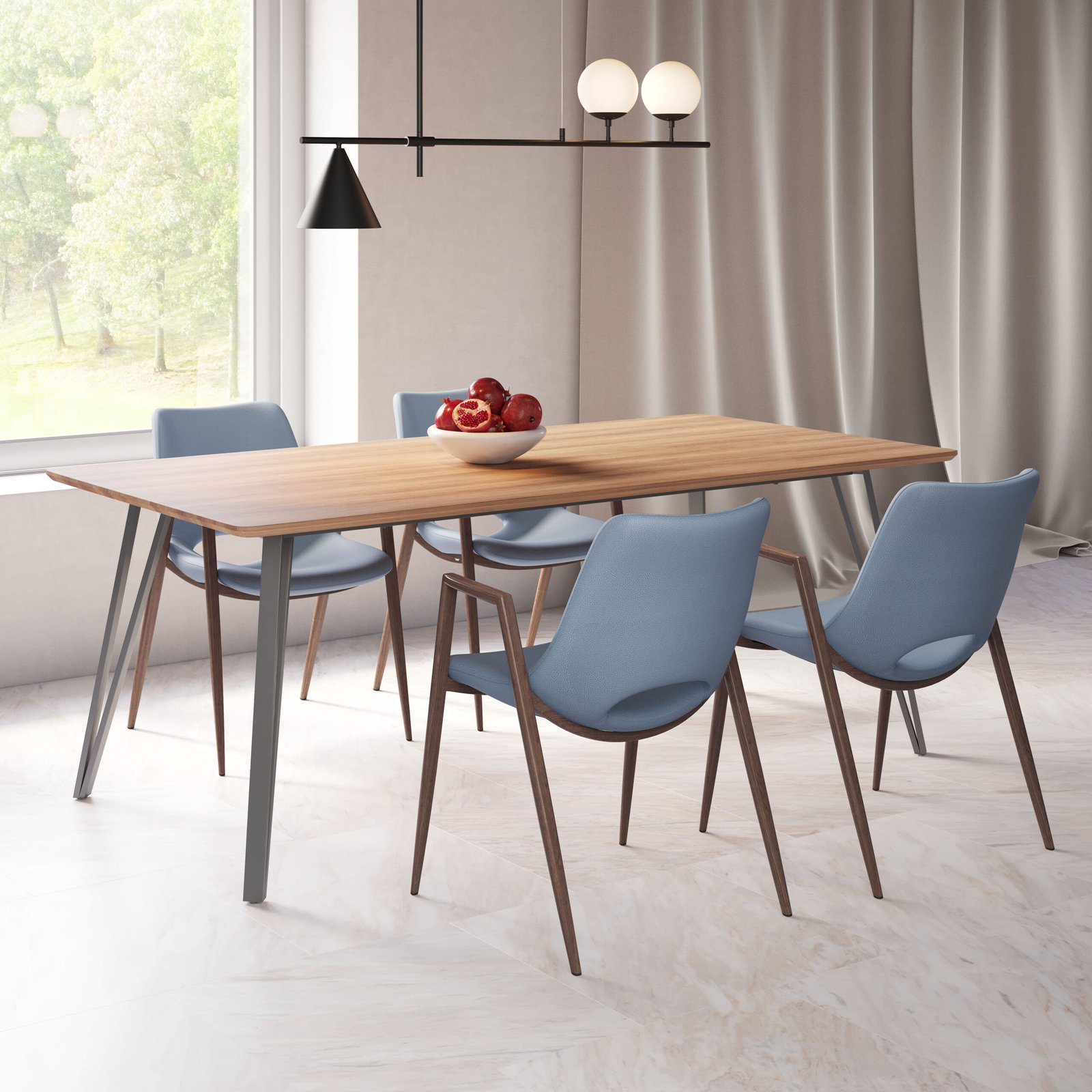 Desi Dining Chair (Set of 2) Azure Gray & Walnut - Image 2