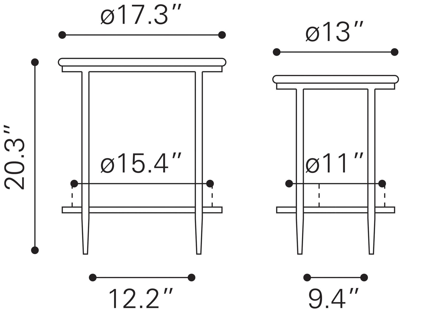 Koper Coffee Table Set (2-Piece) Black - Image 5