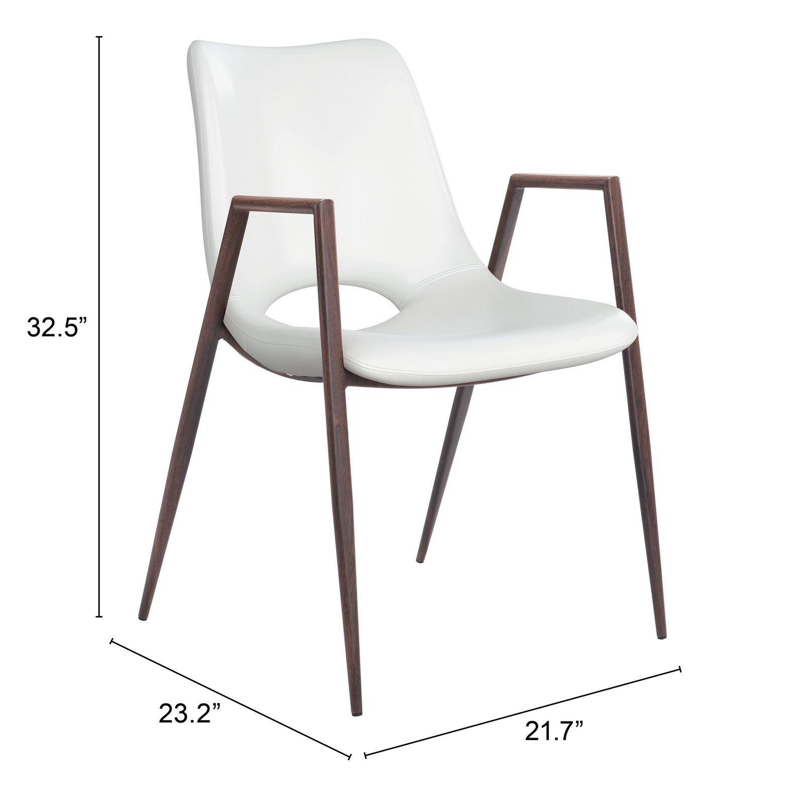 Desi Dining Chair (Set of 2) White & Walnut - Image 9