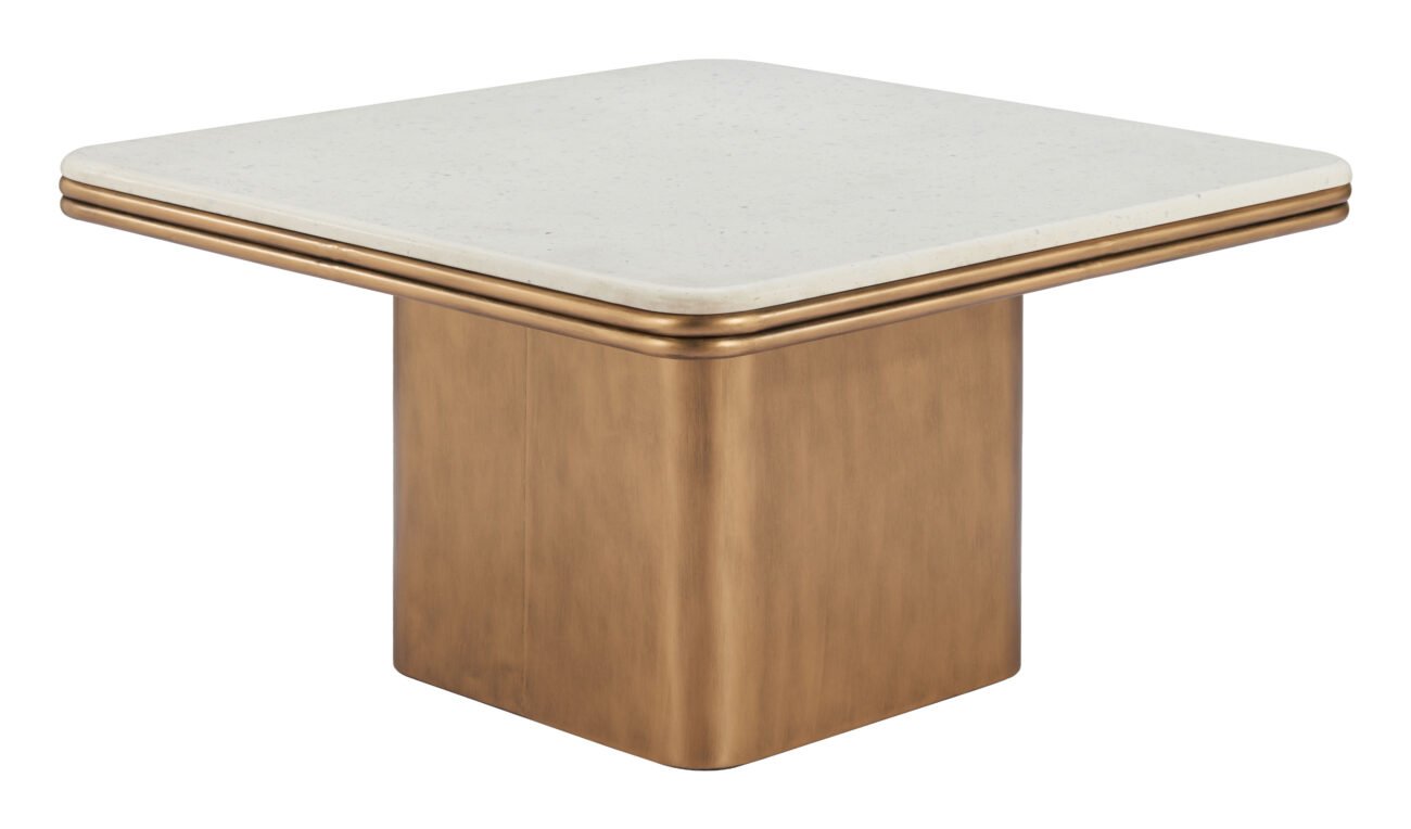 Cher Coffee Table White & Brass - Image 2