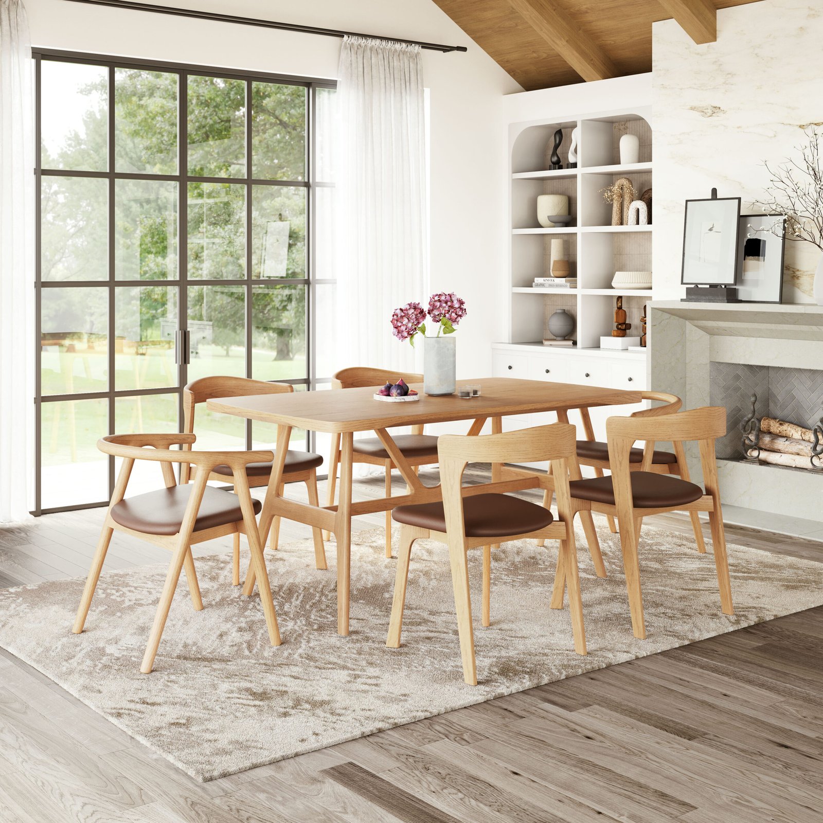 Peker Dining Chair (Set of 2) Brown & Natural - Image 2
