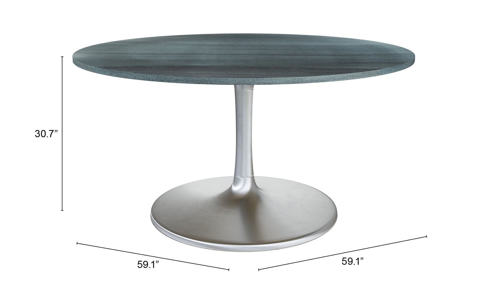 Metropolis Dining Table (60") Gray & Silver - Image 10