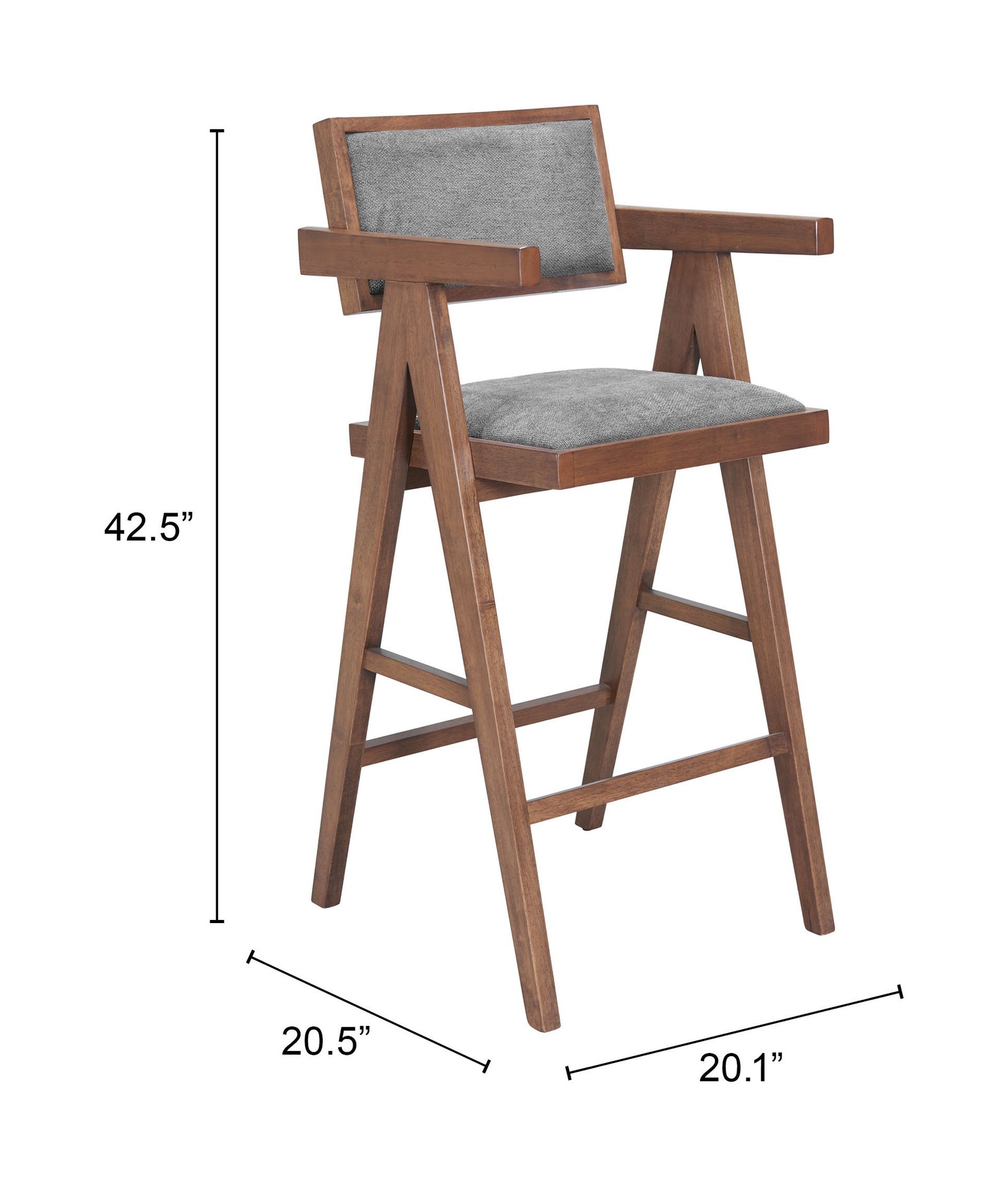 Delhi Barstool (Set of 2) Gray & Walnut - Image 8