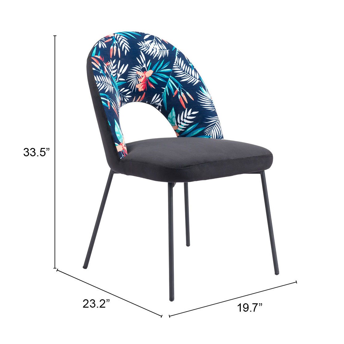Merion Dining Chair (Set of 2) Multicolor Print & Black - Image 15