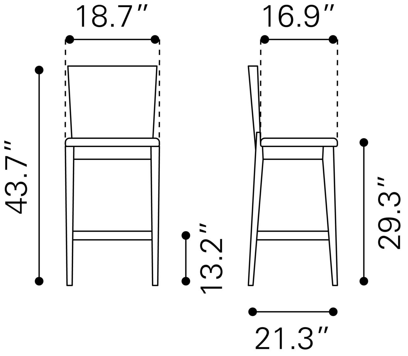 Ambrose Barstool (Set of 2) Walnut & Dark Gray - Image 8