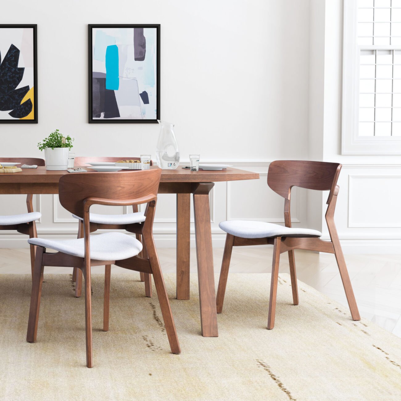 Russell Dining Chair (Set of 2) Walnut & Light Gray - Image 2