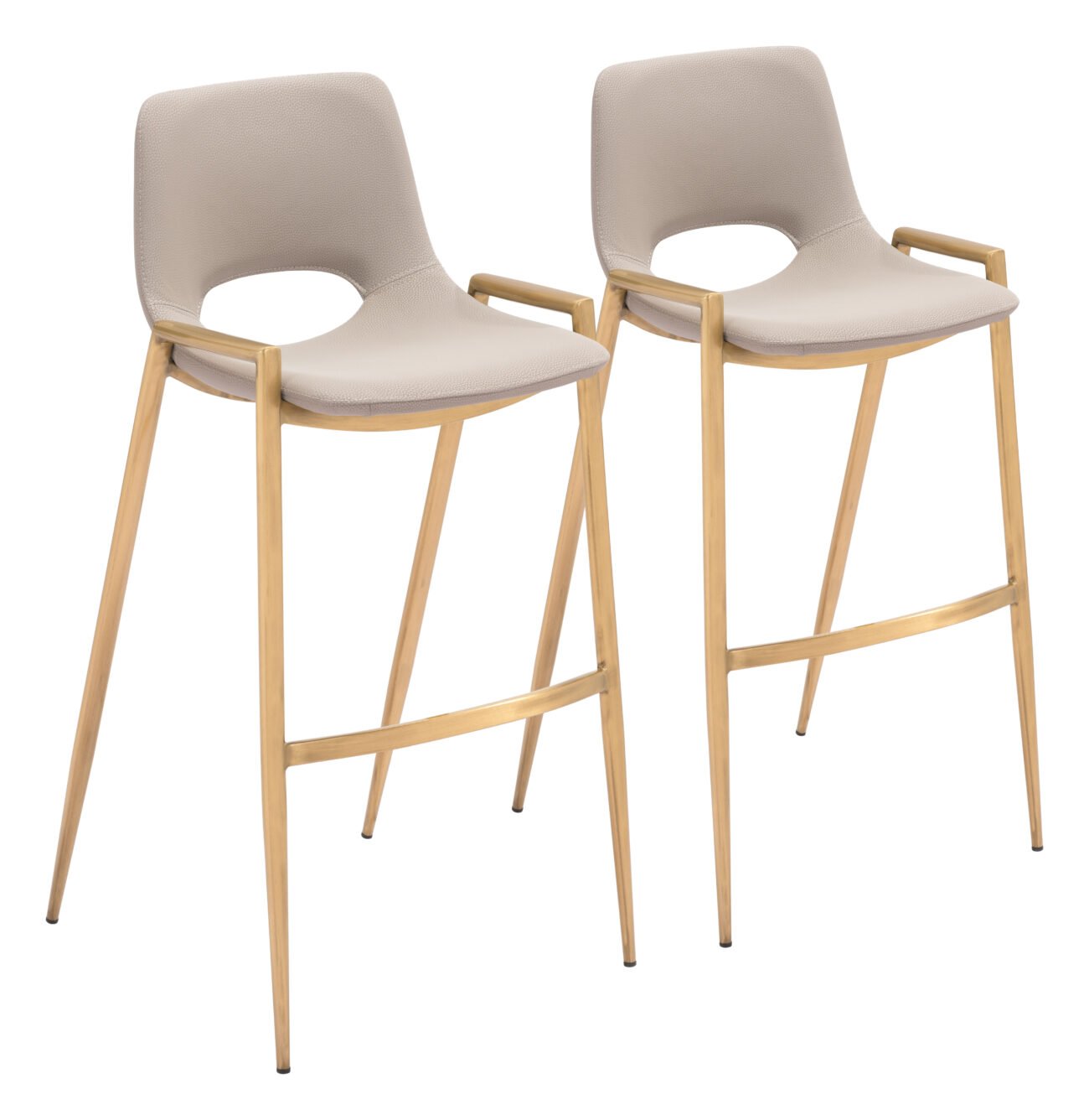 Desi Barstool (Set of 2) Beige & Gold - Image 10