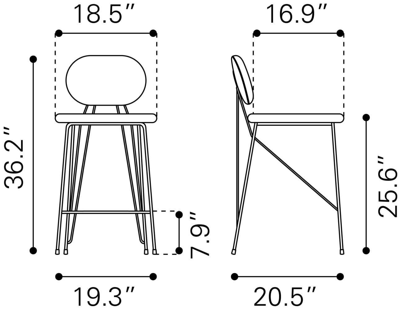 Georges Counter Stool (Set of 2) Gray & Gold - Image 8