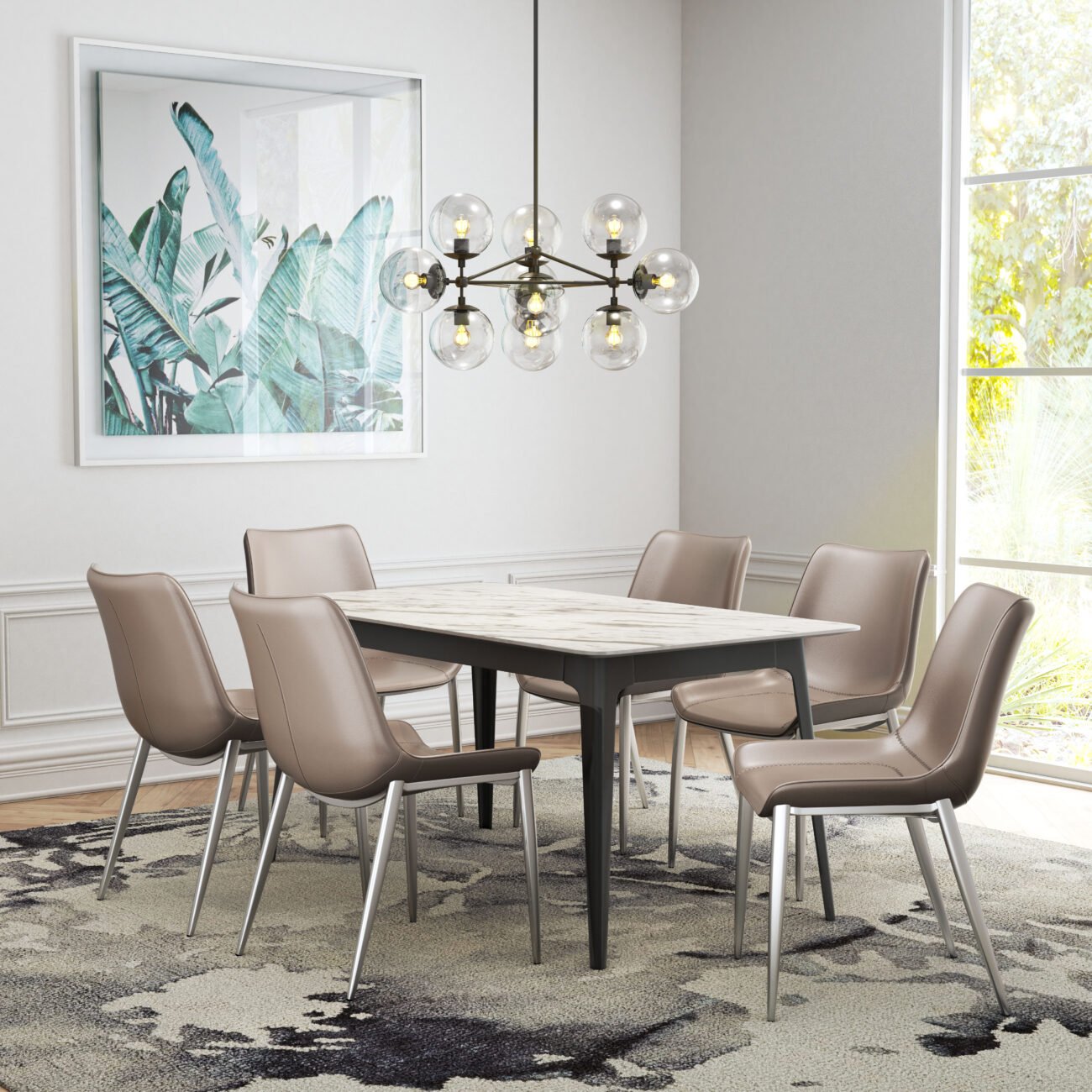 Magnus Dining Chair (Set of 2) Brown & Silver - Image 2