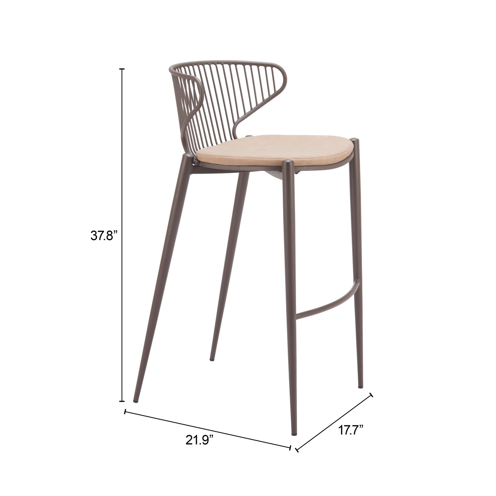 Silues Barstool (Set of 2) Taupe & Brown - Image 8