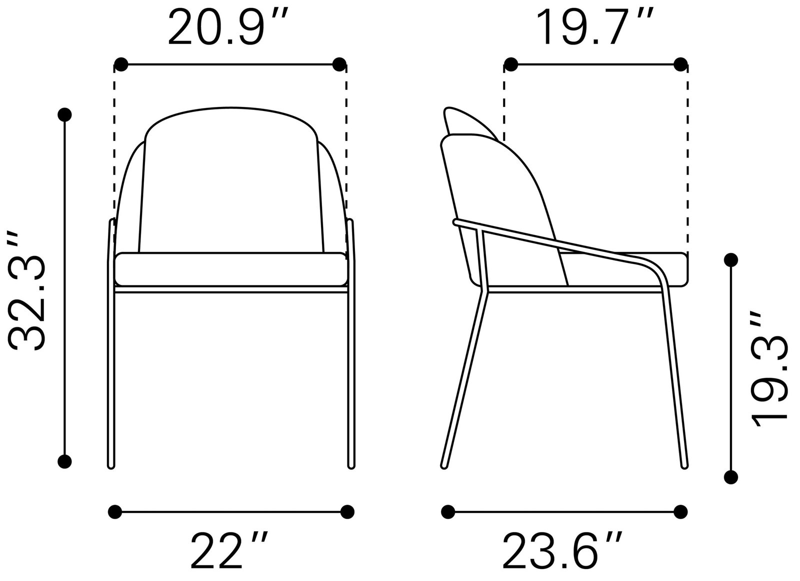 Jambi Dining Chair (Set of 2) Black & White - Image 8