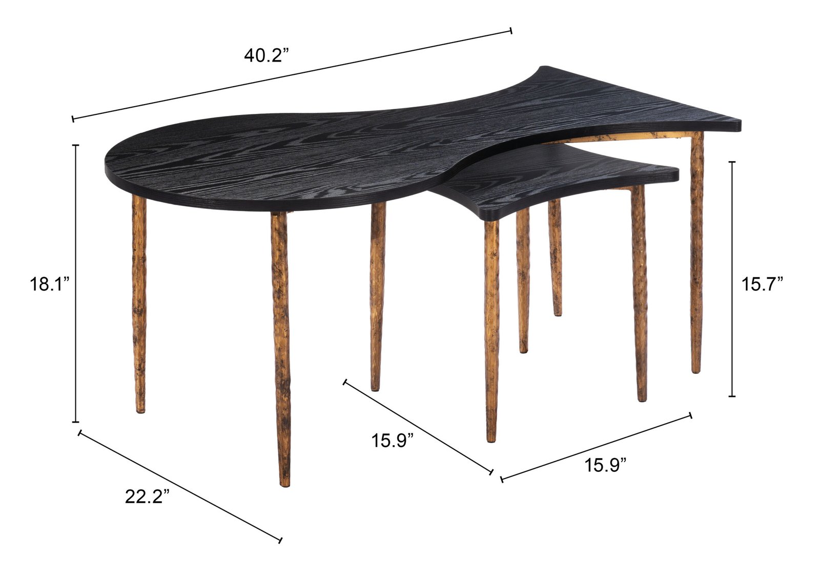 Norden Coffee Table Set (2-Piece) Black & Bronze - Image 11