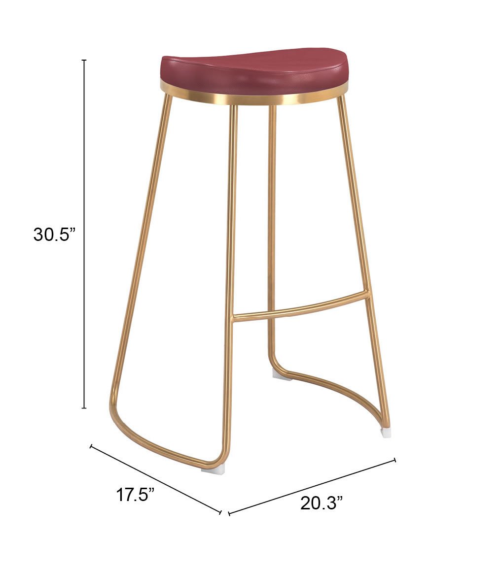 Bree Barstool (Set of 2) Burgundy & Gold - Image 12