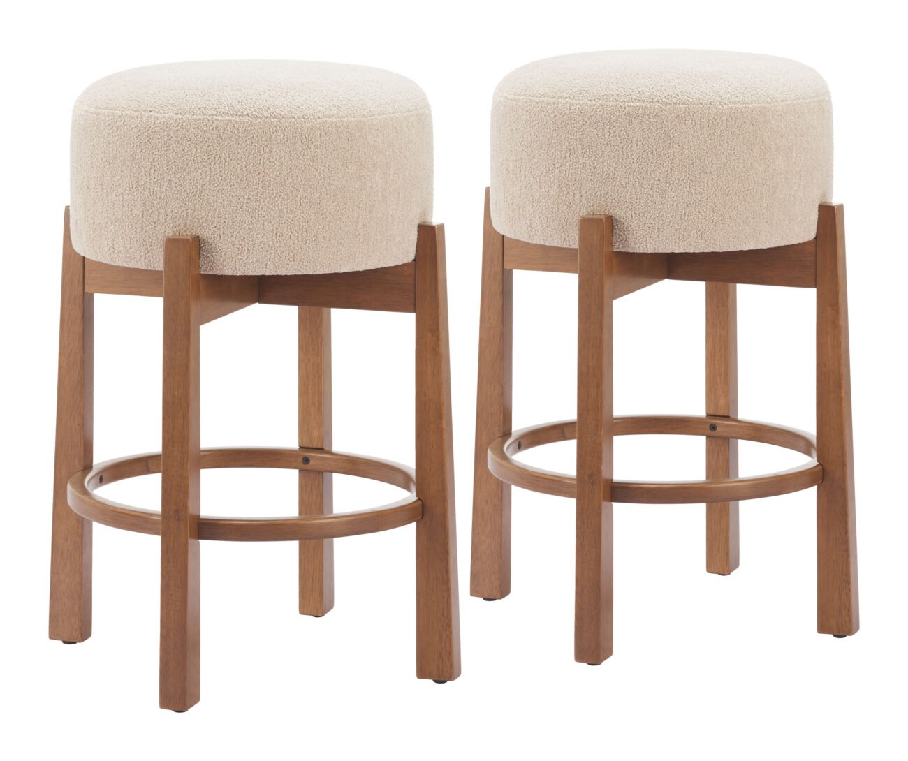 Nade Counter Stool (Set of 2) Beige & Walnut - Image 7
