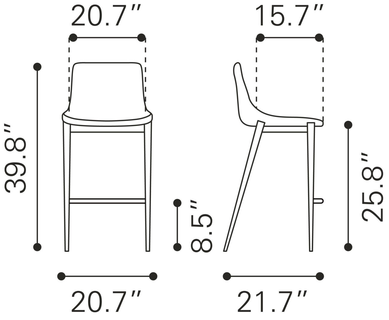 Magnus Counter Stool (Set of 2) Brown & Silver - Image 8