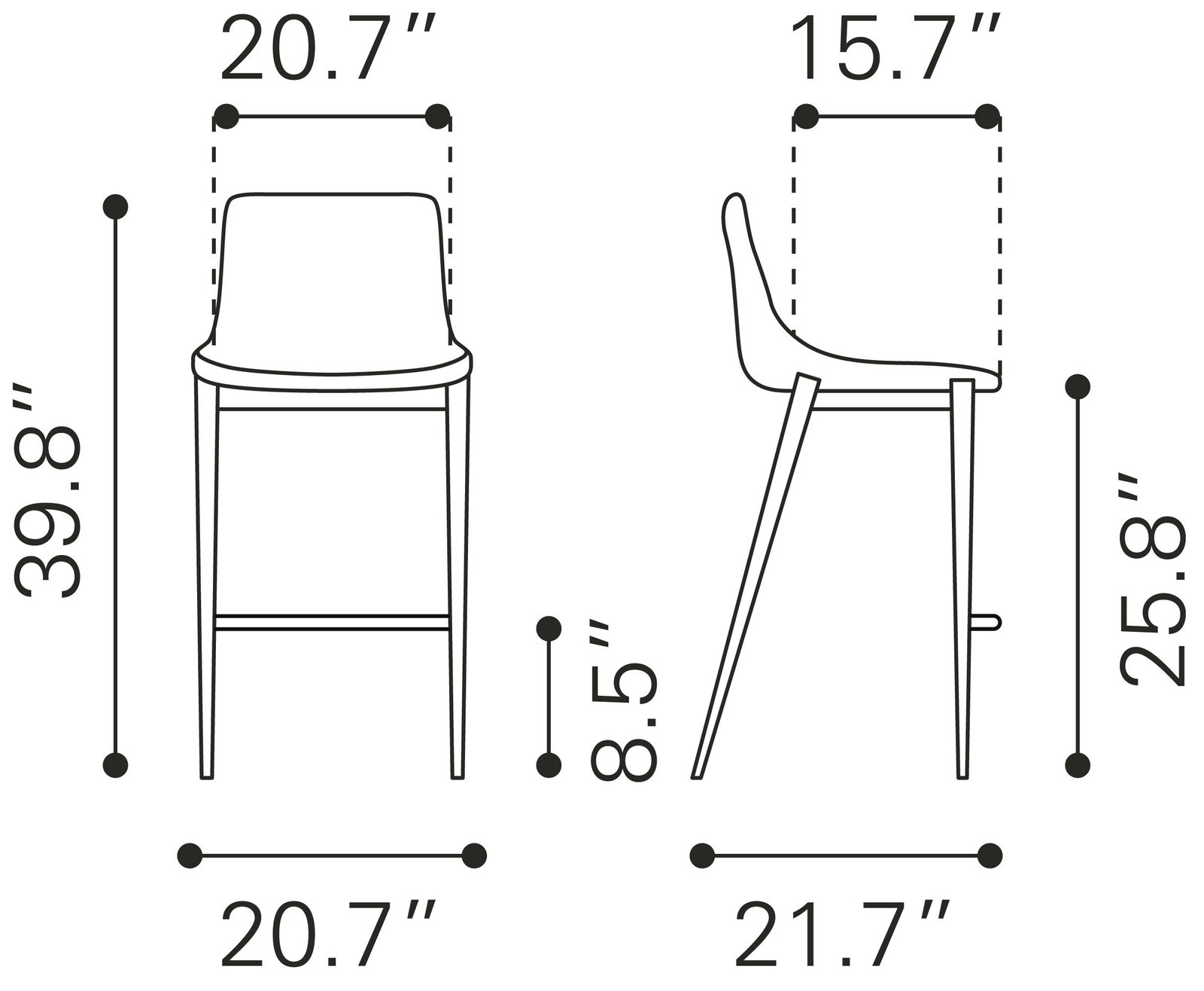 Magnus Counter Stool (Set of 2) Brown & Silver - Image 8