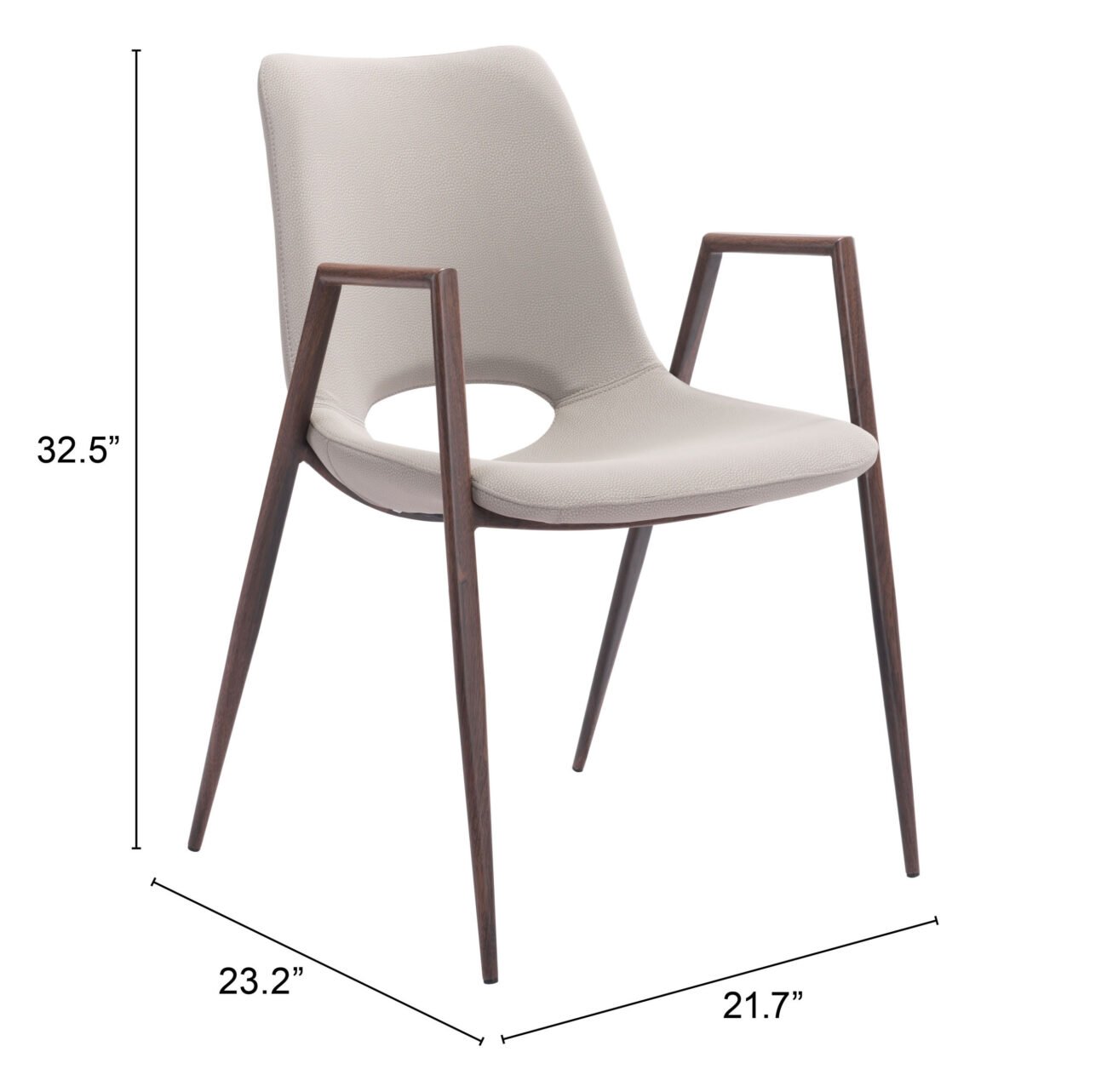 Desi Dining Chair (Set of 2) Beige & Walnut - Image 10
