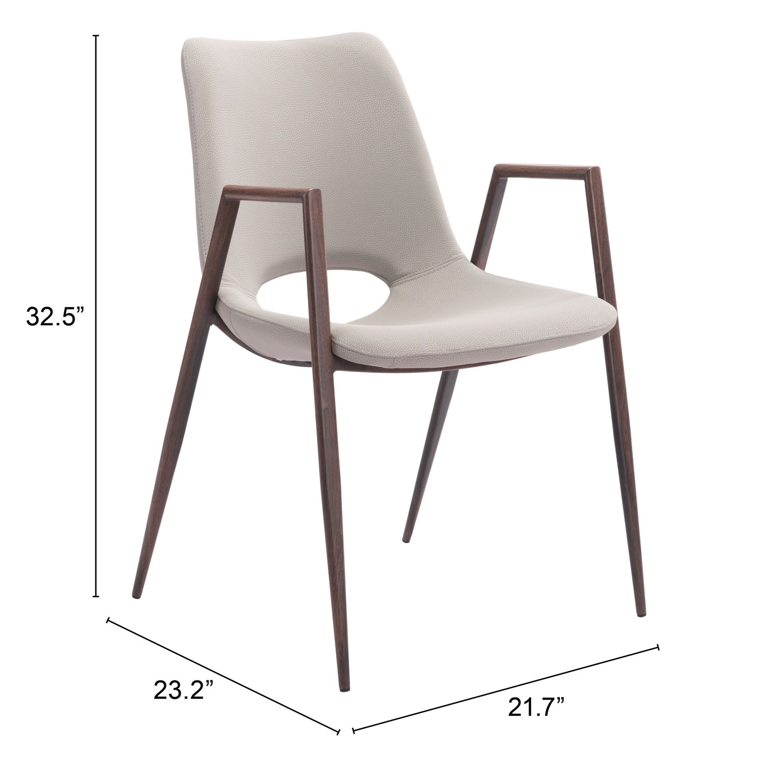 Desi Dining Chair (Set of 2) Beige & Walnut - Image 10