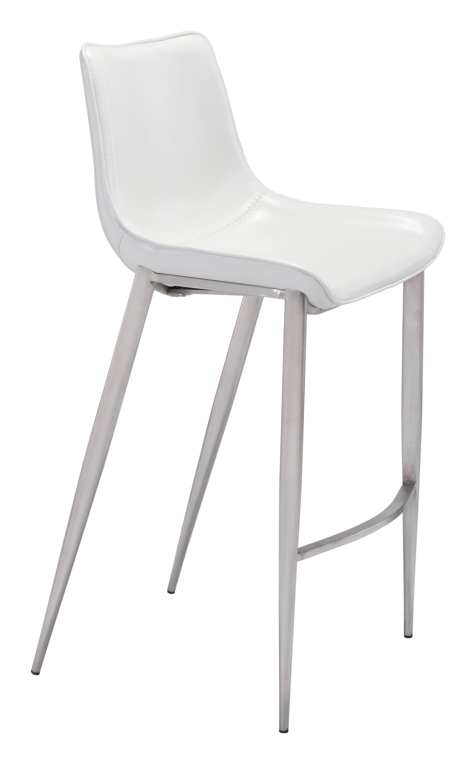 Magnus Barstool (Set of 2) White & Silver - Image 3