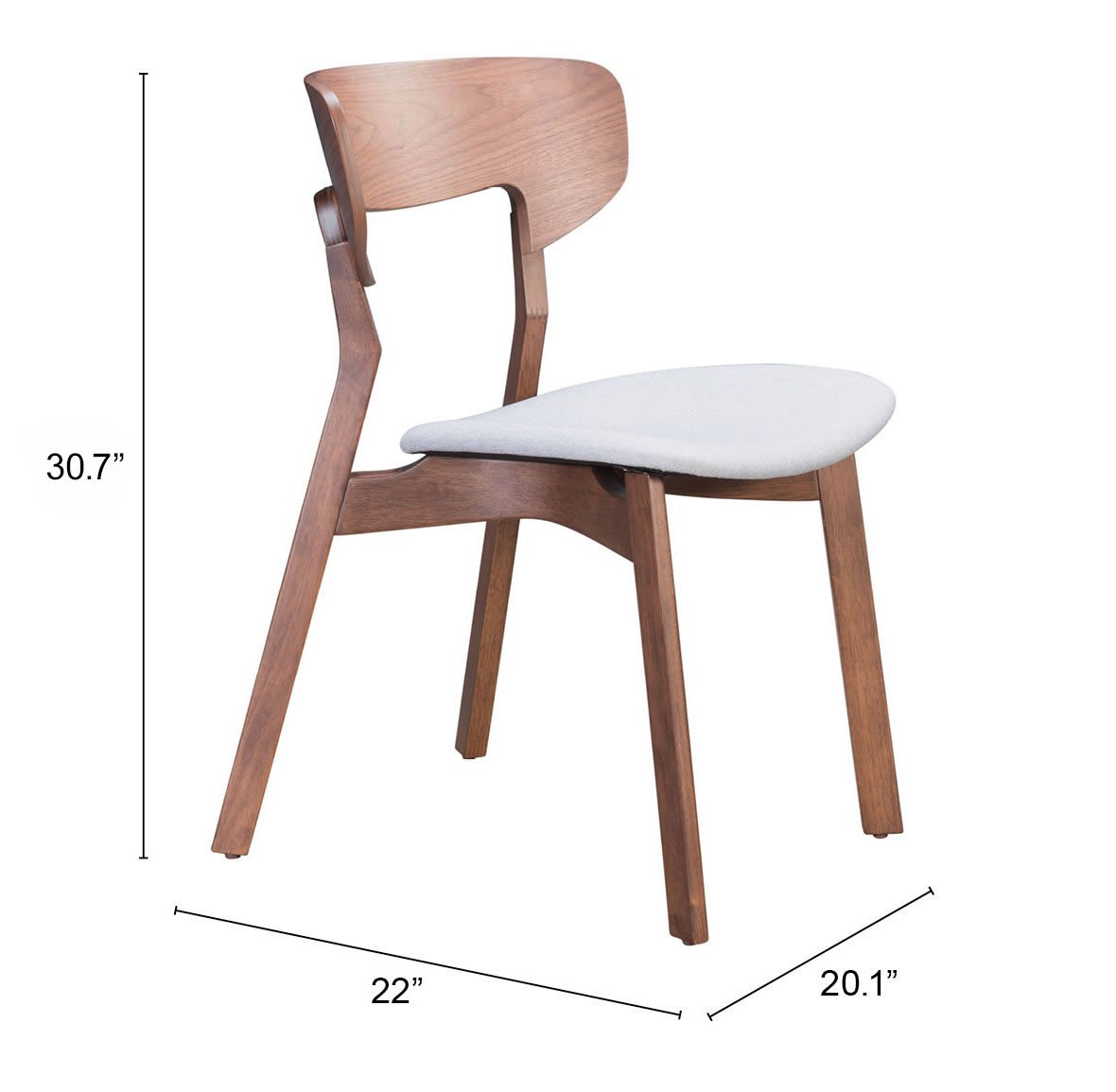 Russell Dining Chair (Set of 2) Walnut & Light Gray - Image 10