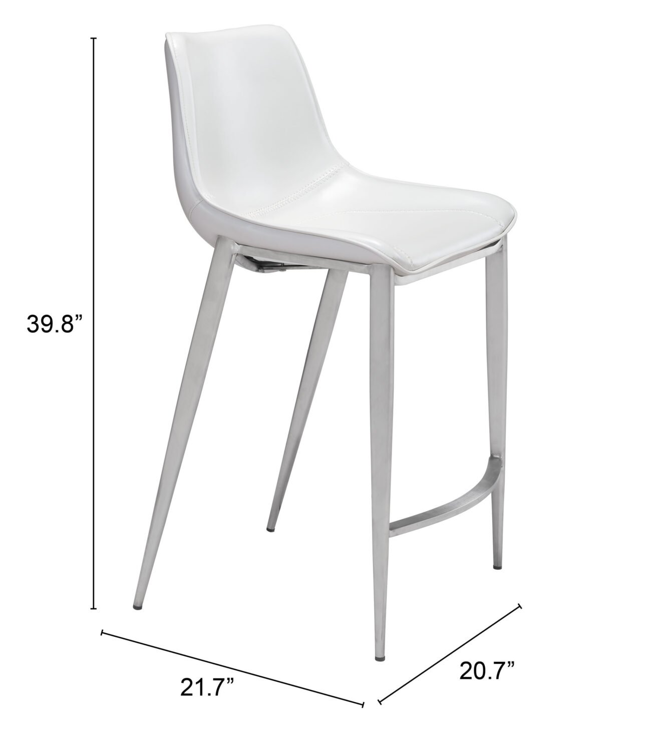 Magnus Counter Stool (Set of 2) White & Silver - Image 9
