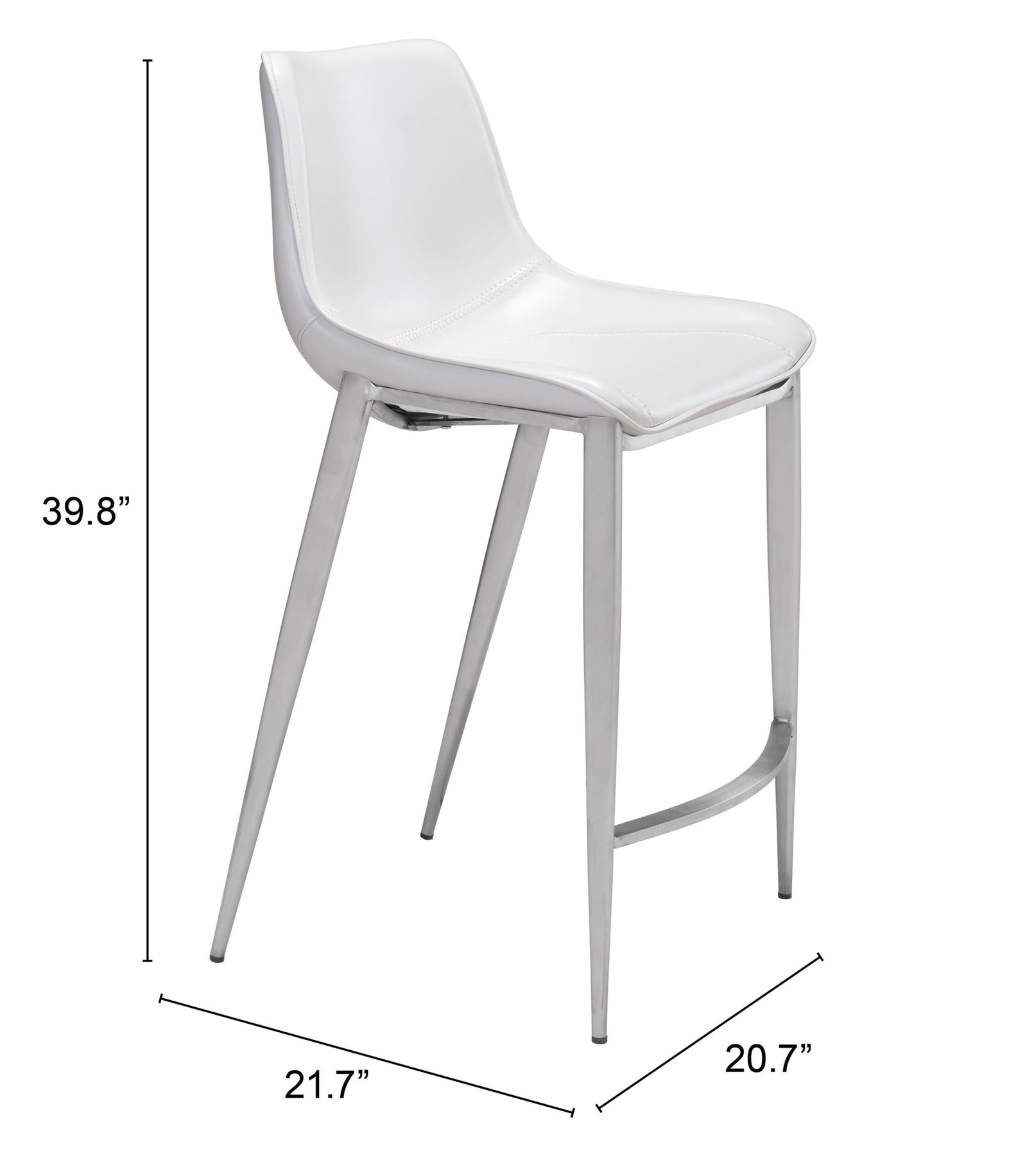 Magnus Counter Stool (Set of 2) White & Silver - Image 9