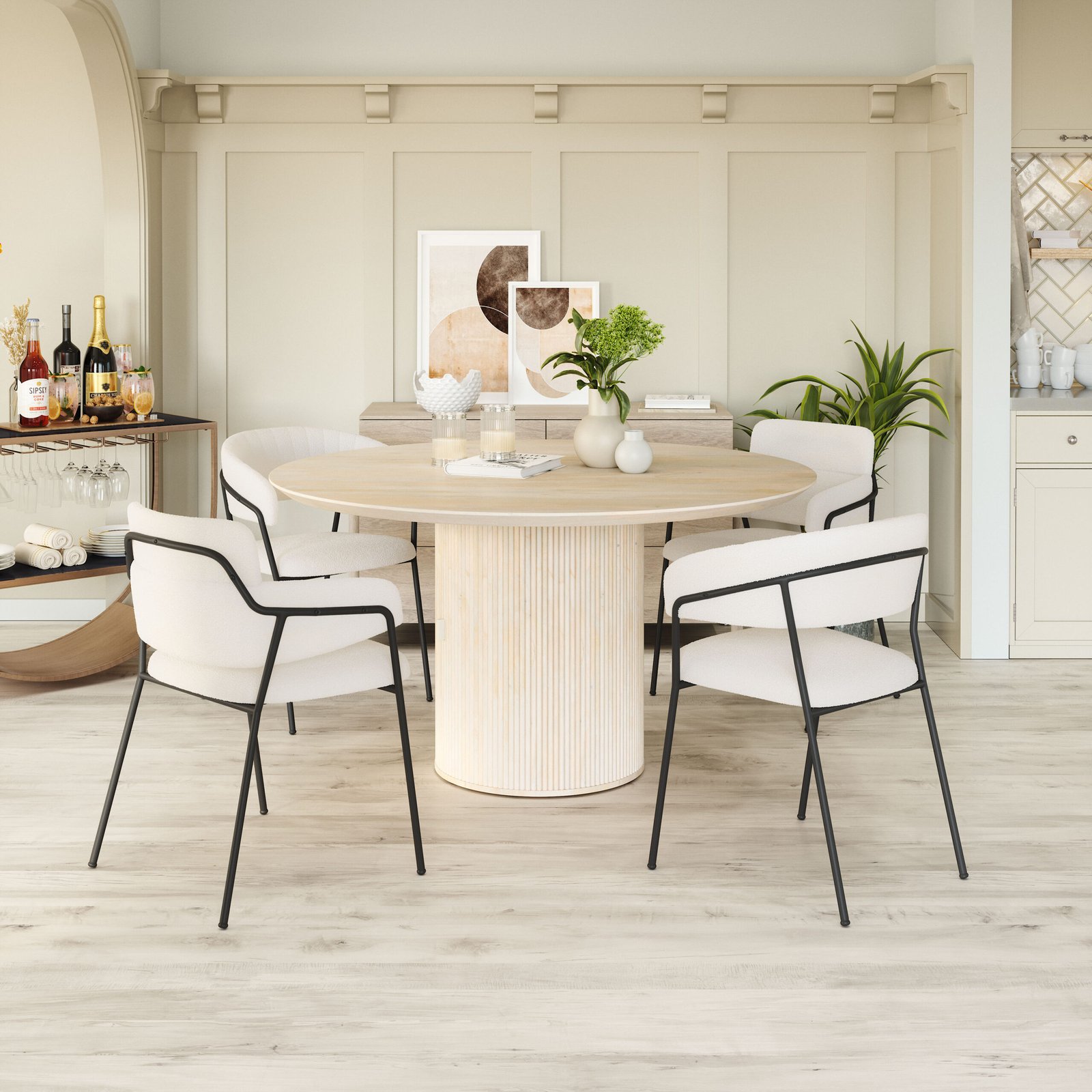 Marcel Dining Chair (Set of 2) Cream - Image 2