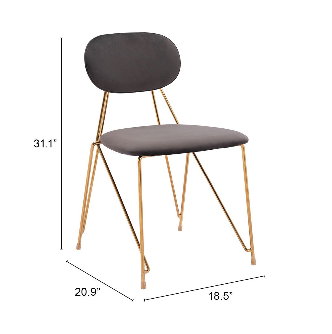 Georges Dining Chair (Set of 2) Gray & Gold - Image 11