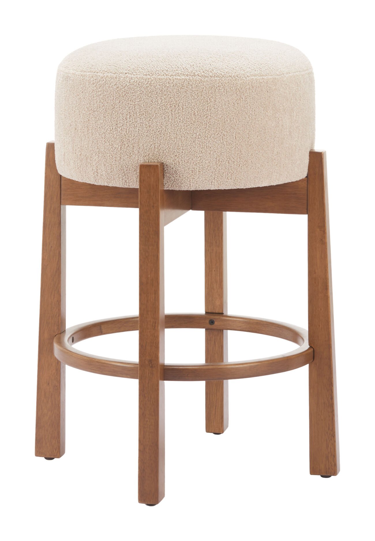 Nade Counter Stool (Set of 2) Beige & Walnut - Image 4