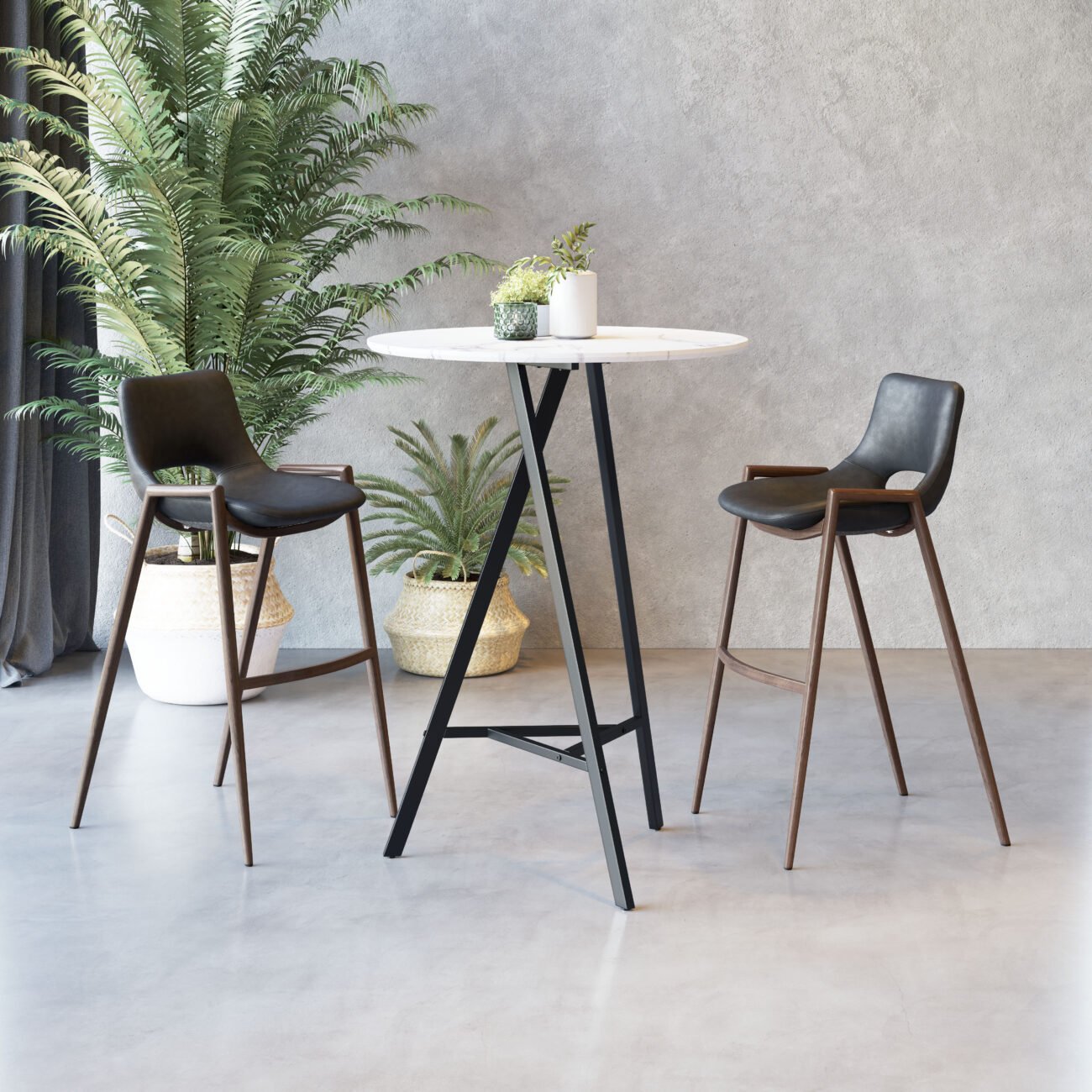 Desi Barstool (Set of 2) Black & Walnut - Image 2