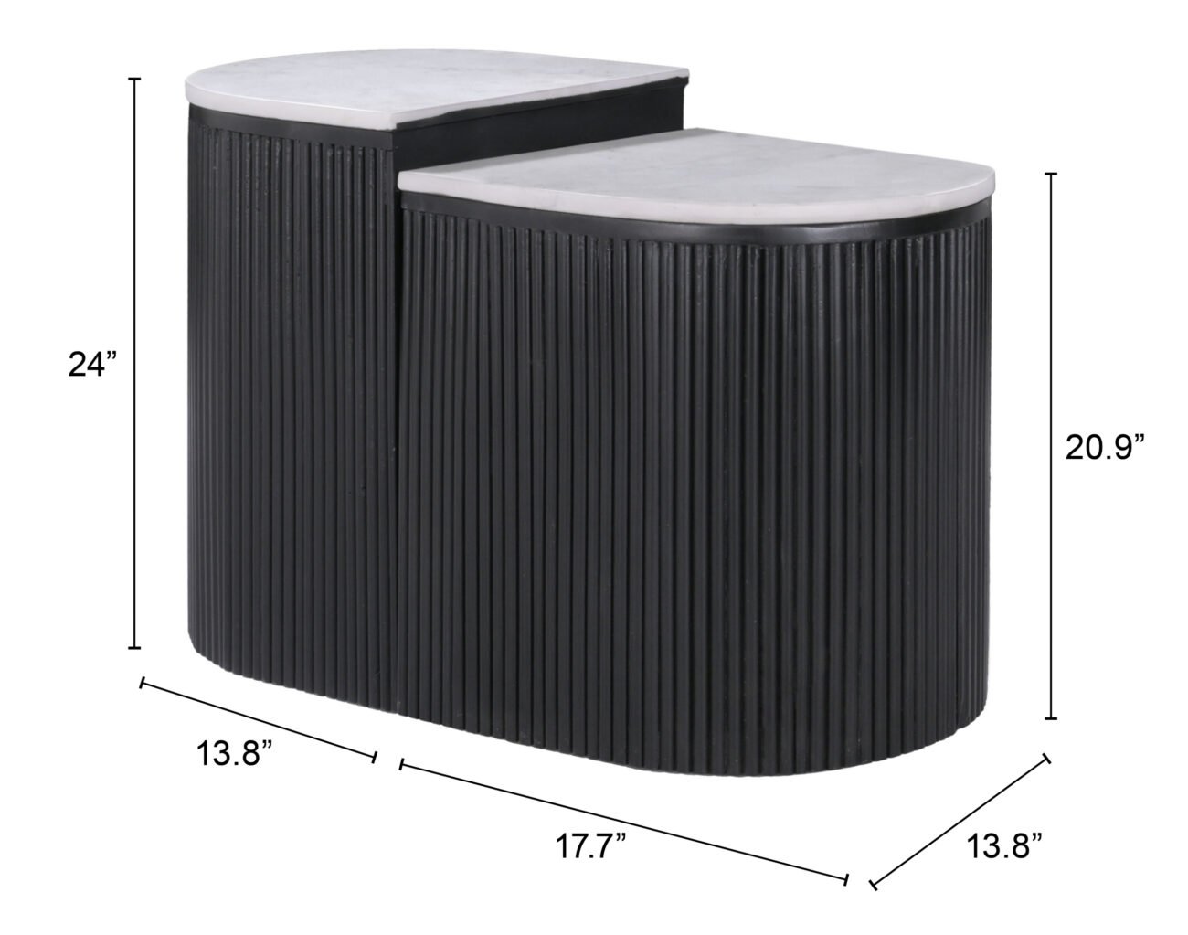 Ormara Side Table Set (2-Piece) White & Black - Image 9