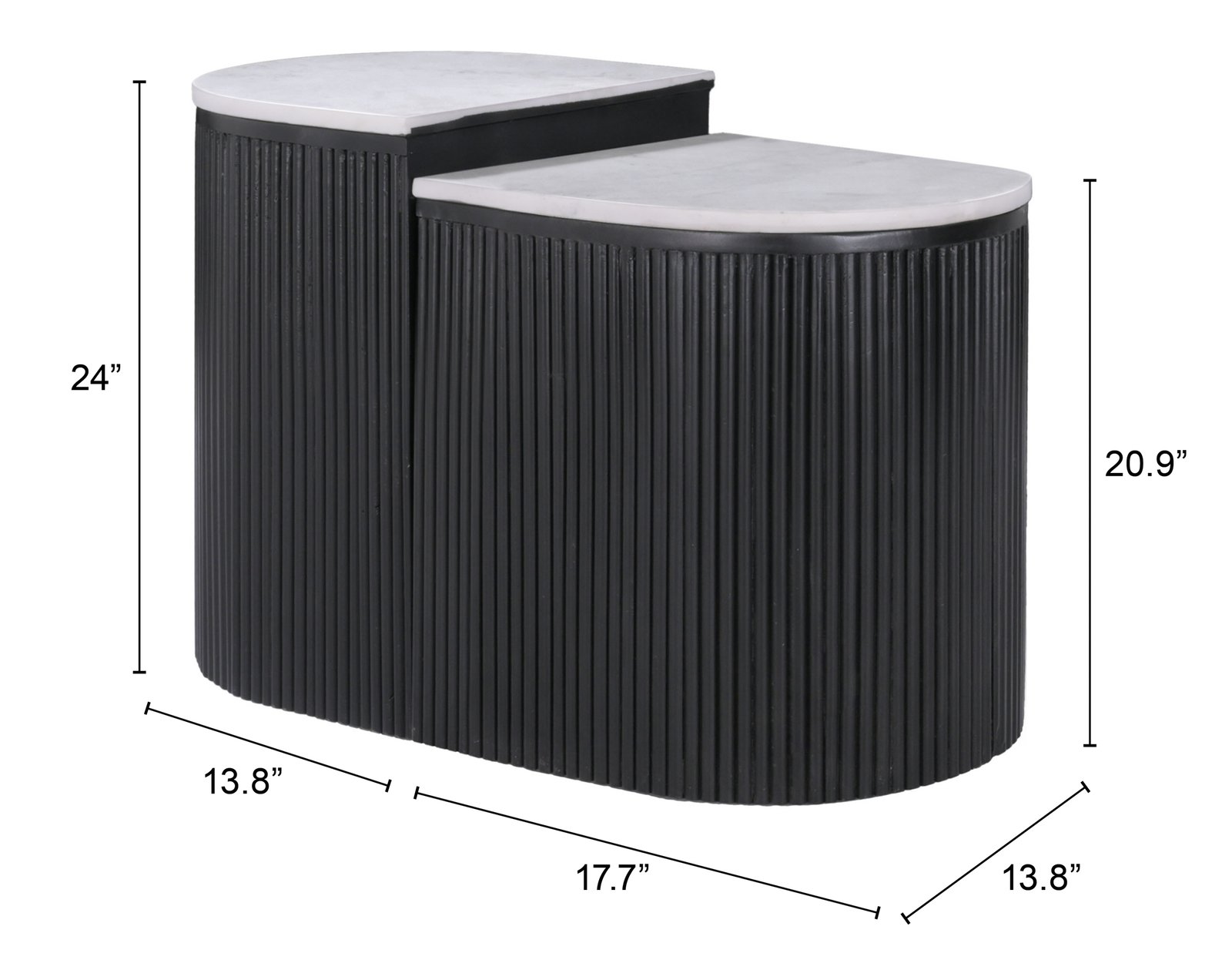 Ormara Side Table Set (2-Piece) White & Black - Image 9