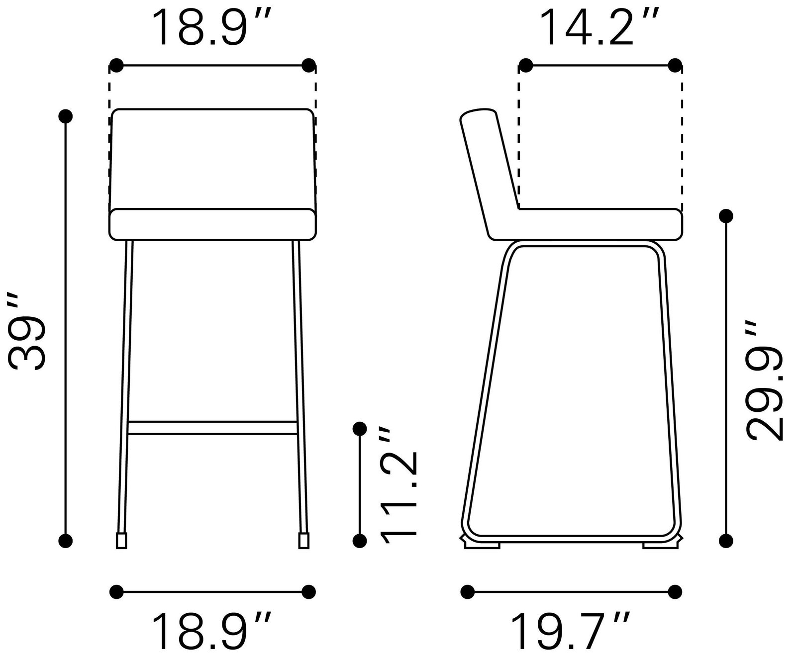 Pago Barstool (Set of 2) Gray - Image 11