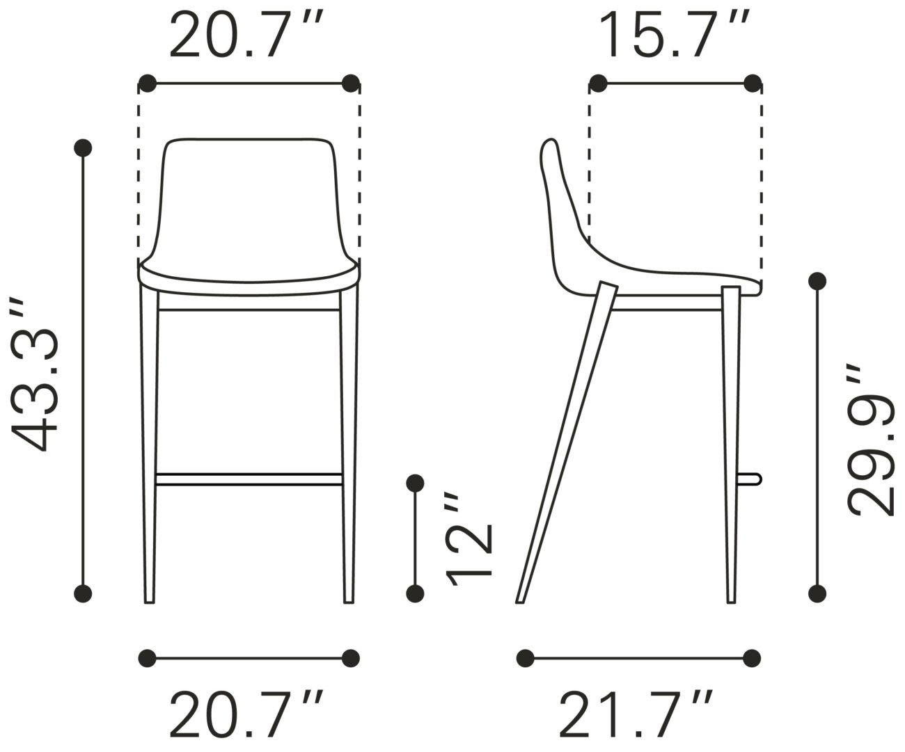 Magnus Barstool (Set of 2) Black & Walnut - Image 10
