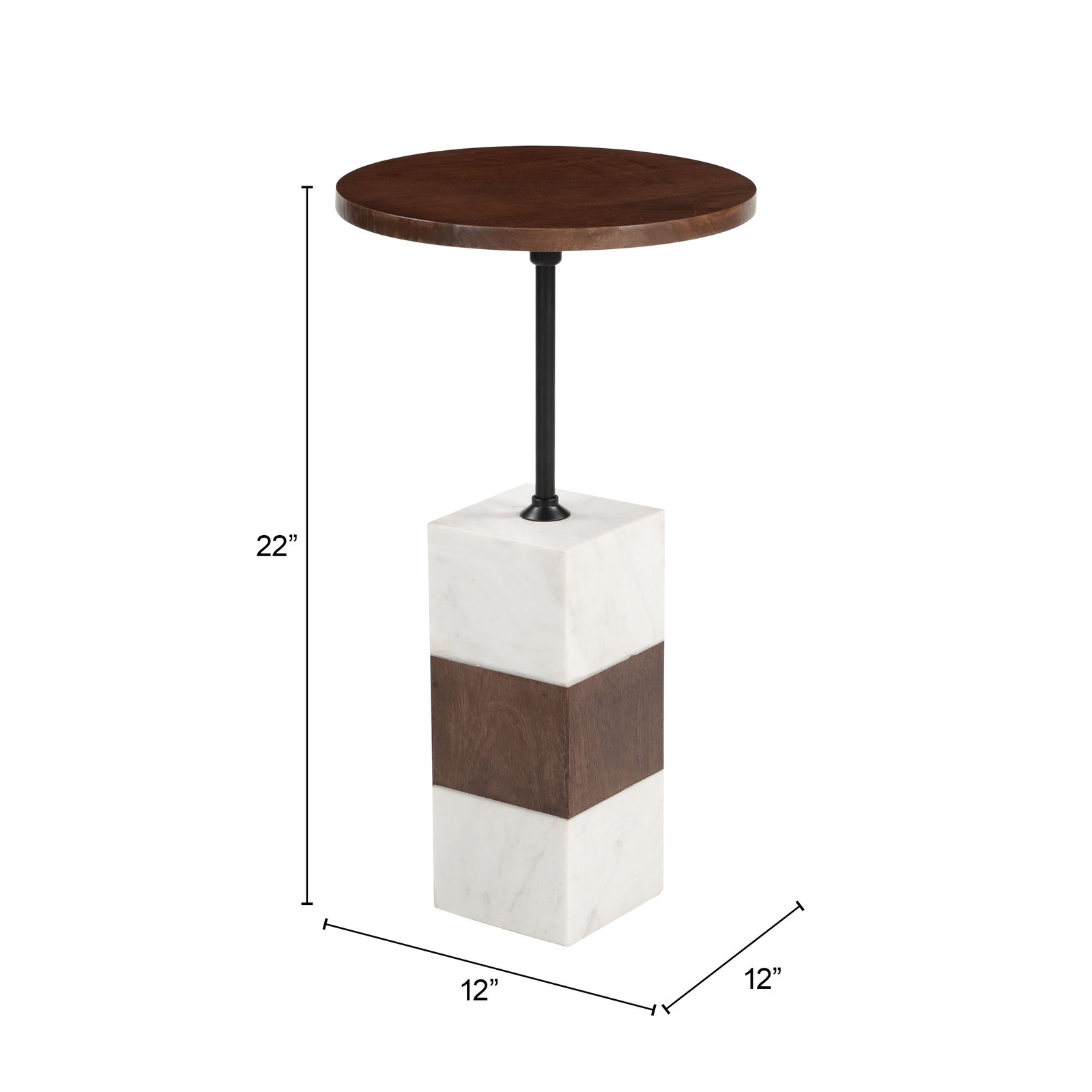 Stuk Side Table Brown & White - Image 6