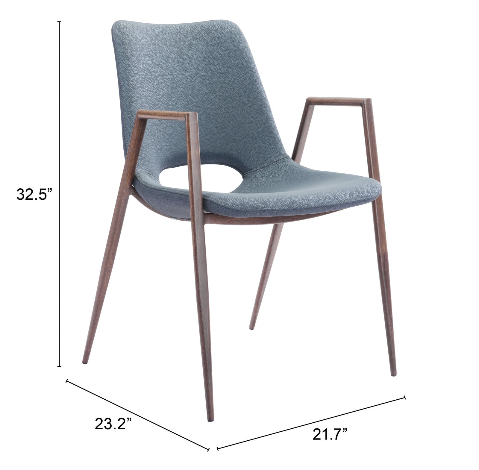 Desi Dining Chair (Set of 2) Azure Gray & Walnut - Image 10