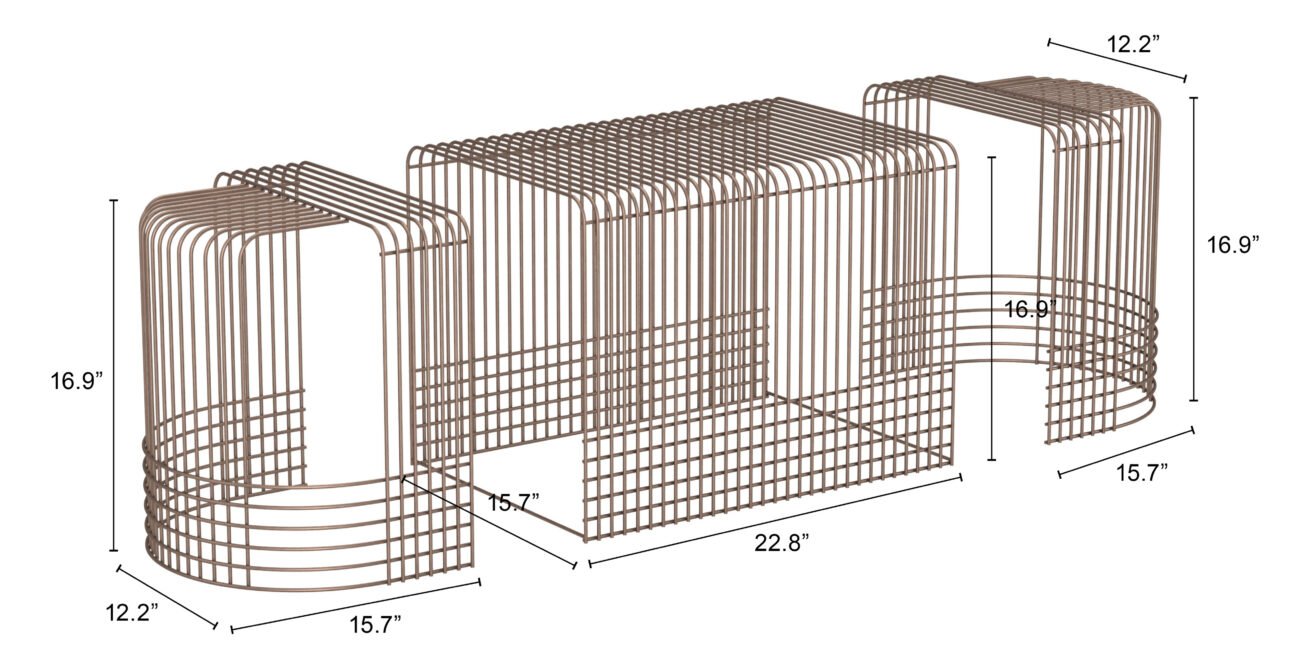 Pitch Coffee Table Set (3-Piece) Bronze - Image 7