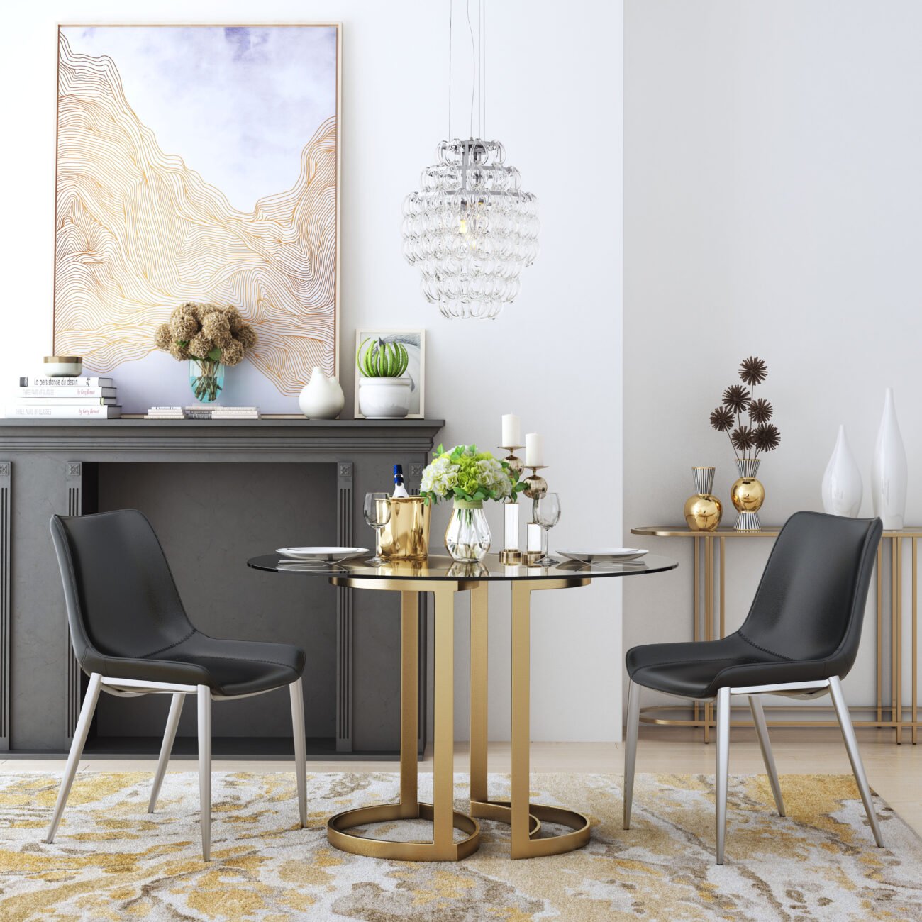 Magnus Dining Chair (Set of 2) Black & Silver