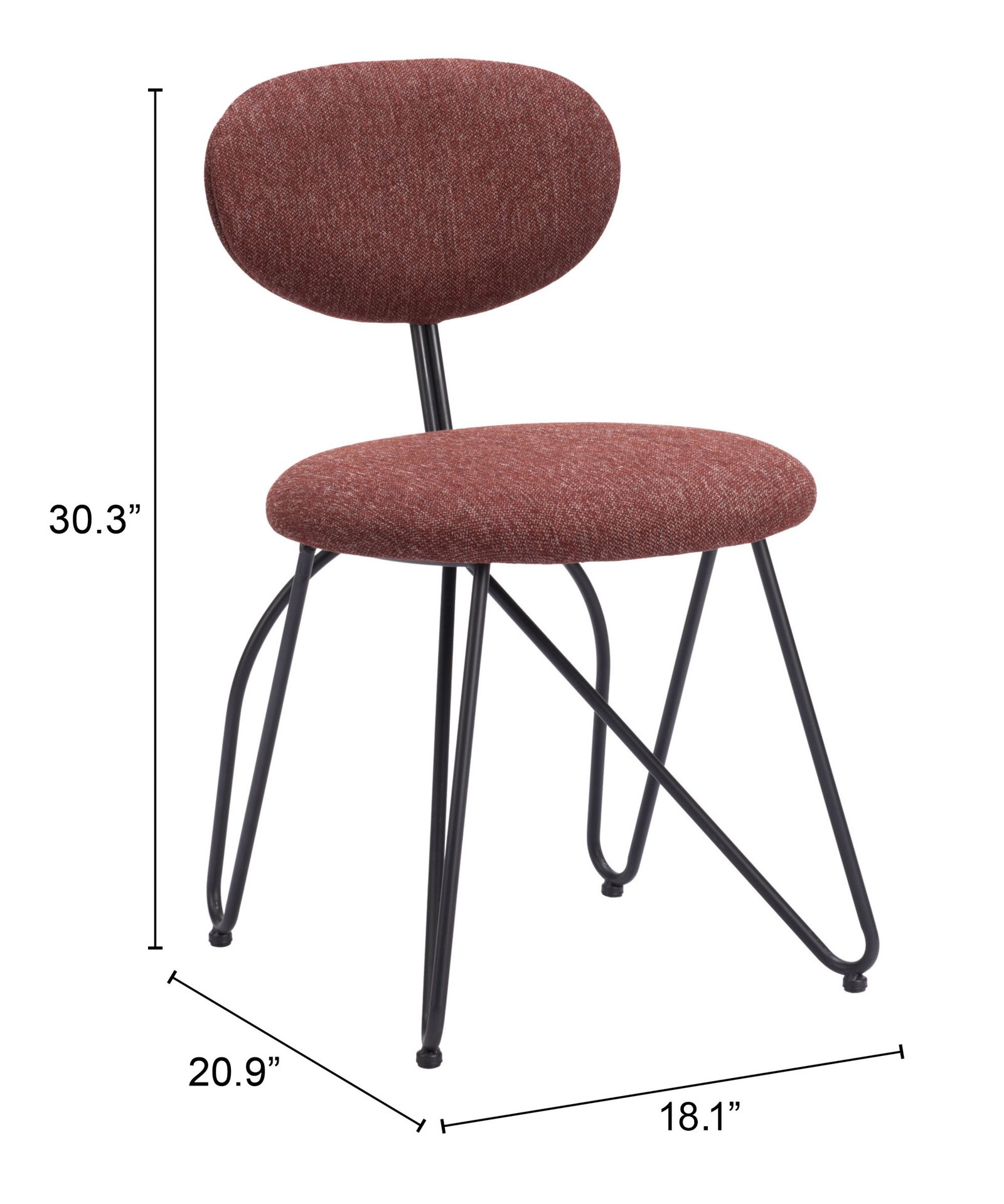 Novi Dining Chair (Set of 2) Maroon Brown - Image 9