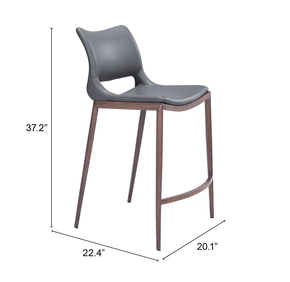 Ace Counter Stool (Set of 2) Dark Gray & Walnut - Image 9