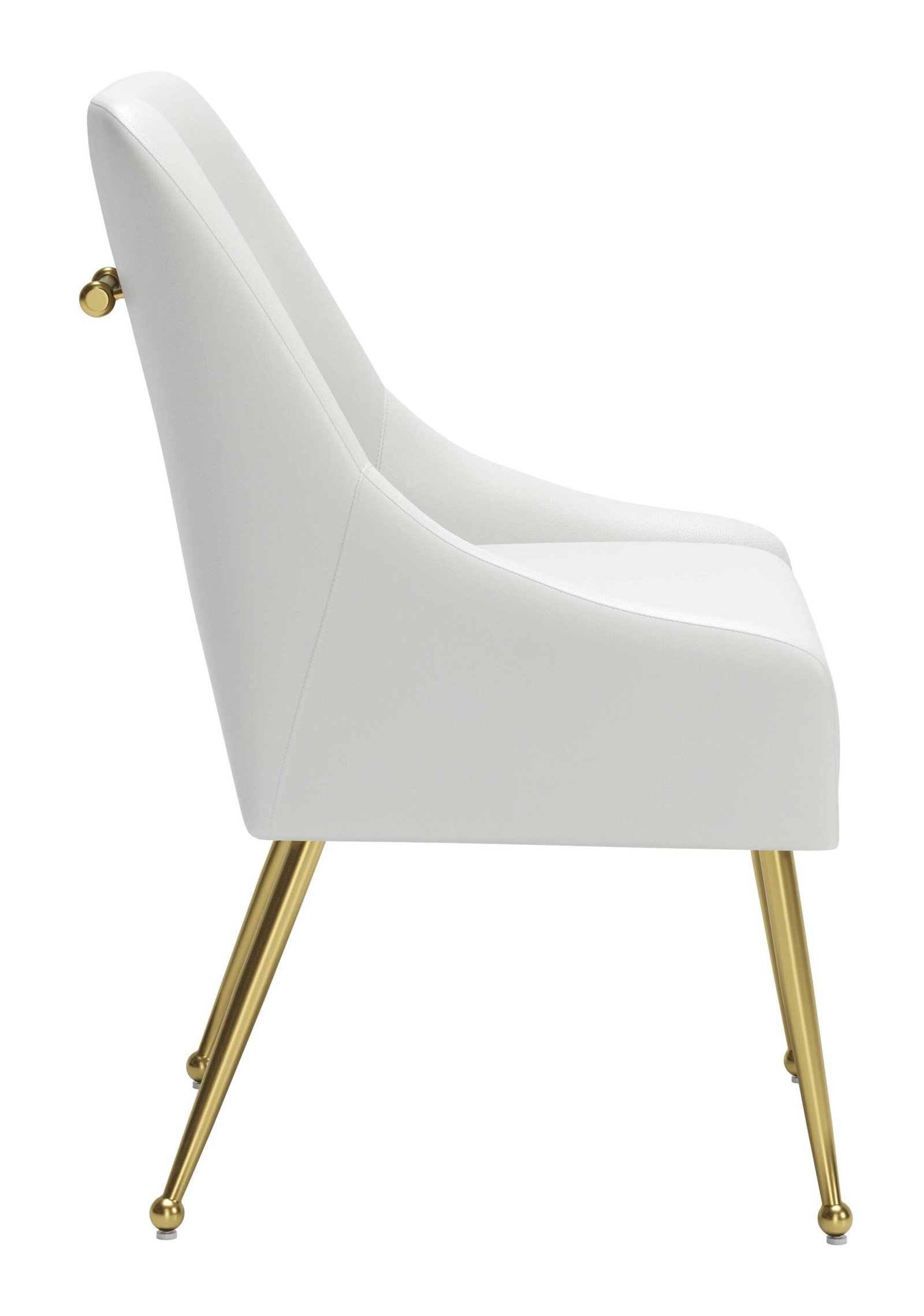 Maxine Dining Chair White & Gold - Image 4