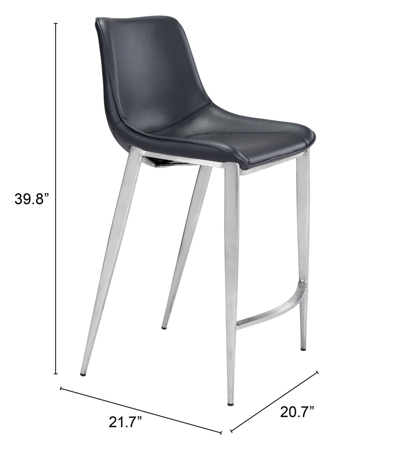 Magnus Counter Stool (Set of 2) Black & Silver - Image 9