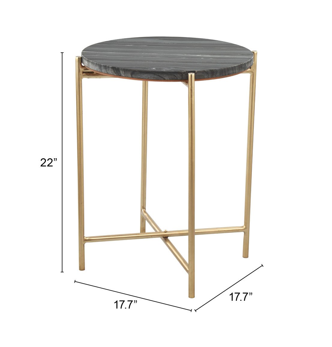 David Side Table Gray & Gold - Image 10